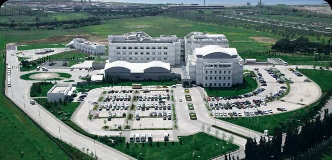 Aerial exterior view of Anadolu Medical Center in Gebze